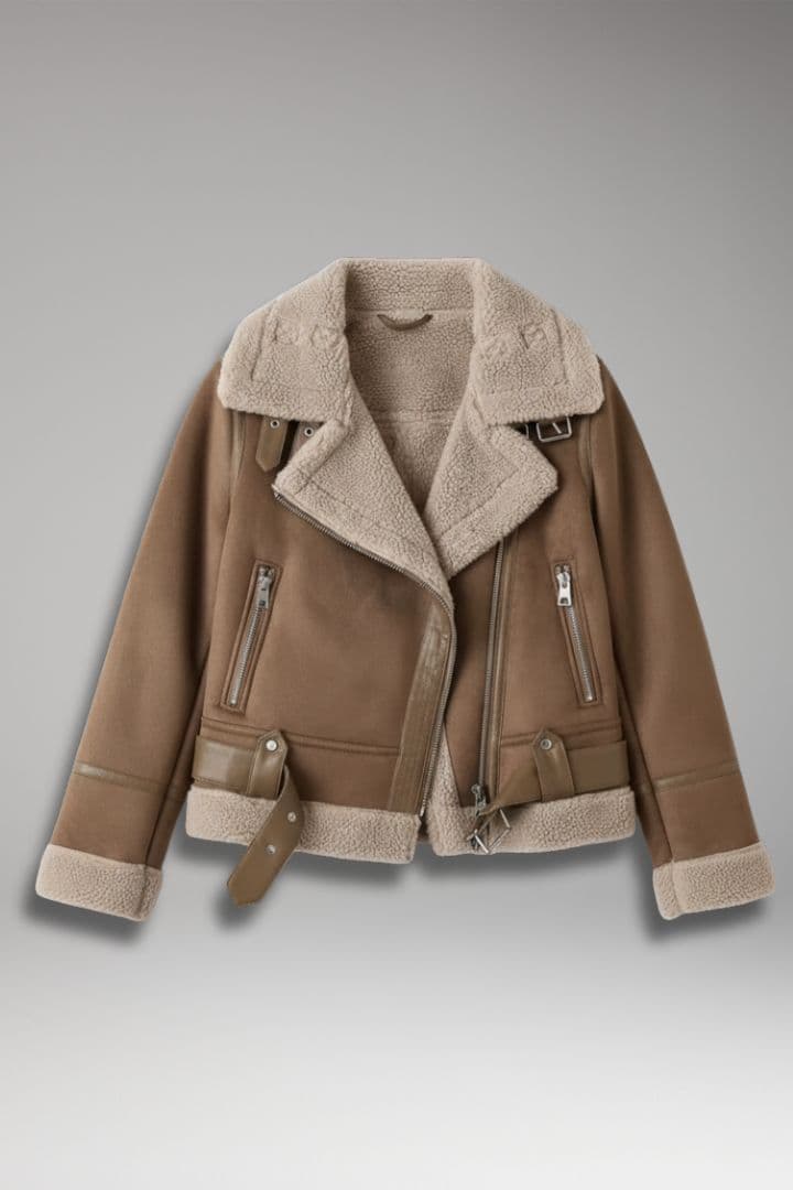 Women's Jacket with Sherpa Lining and Zip Closure