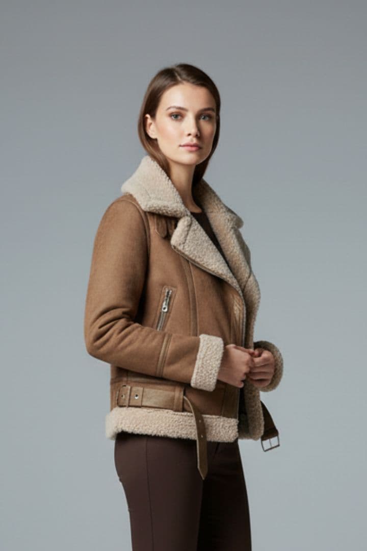 Women's Jacket with Sherpa Lining and Zip Closure