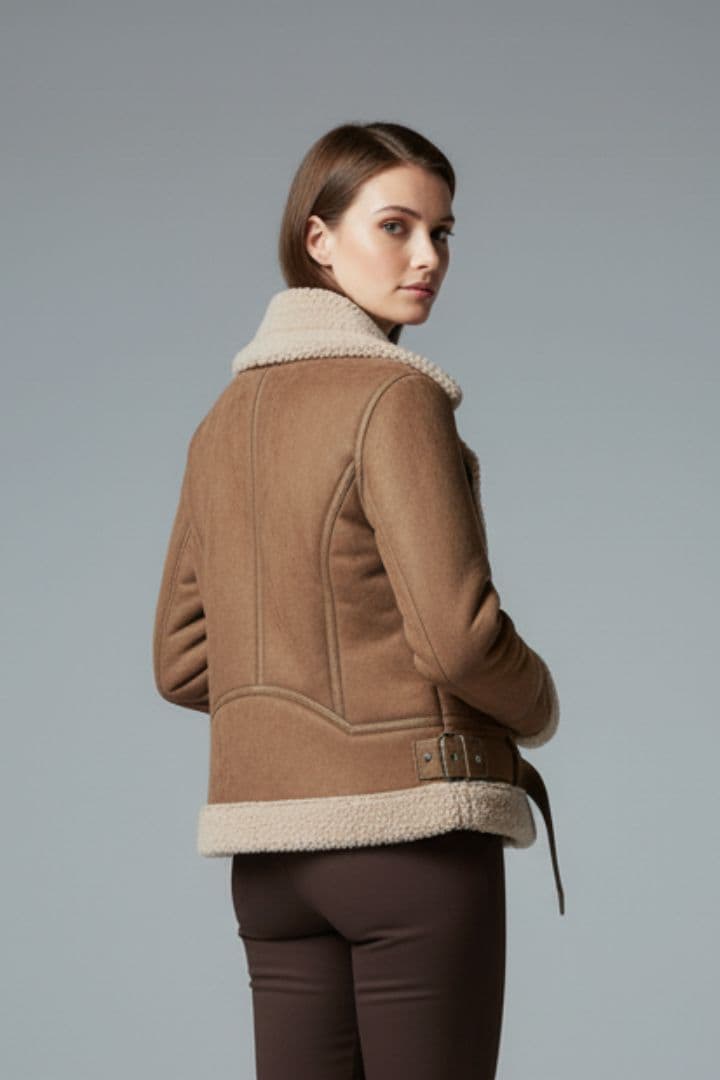 Women's Jacket with Sherpa Lining and Zip Closure