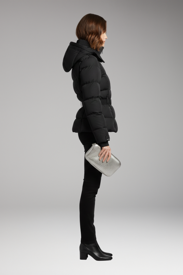 Women's Jacket with Stand-Up Collar and Belted Waist