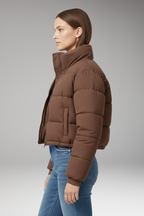 Women's Jacket with Zipper and Quilted Sleeves