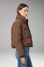 Women's Jacket with Zipper and Quilted Sleeves