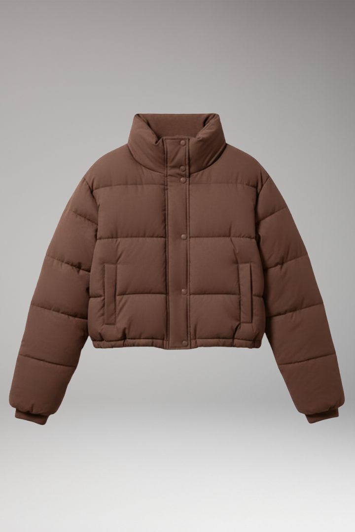 Women's Jacket with Zipper and Quilted Sleeves