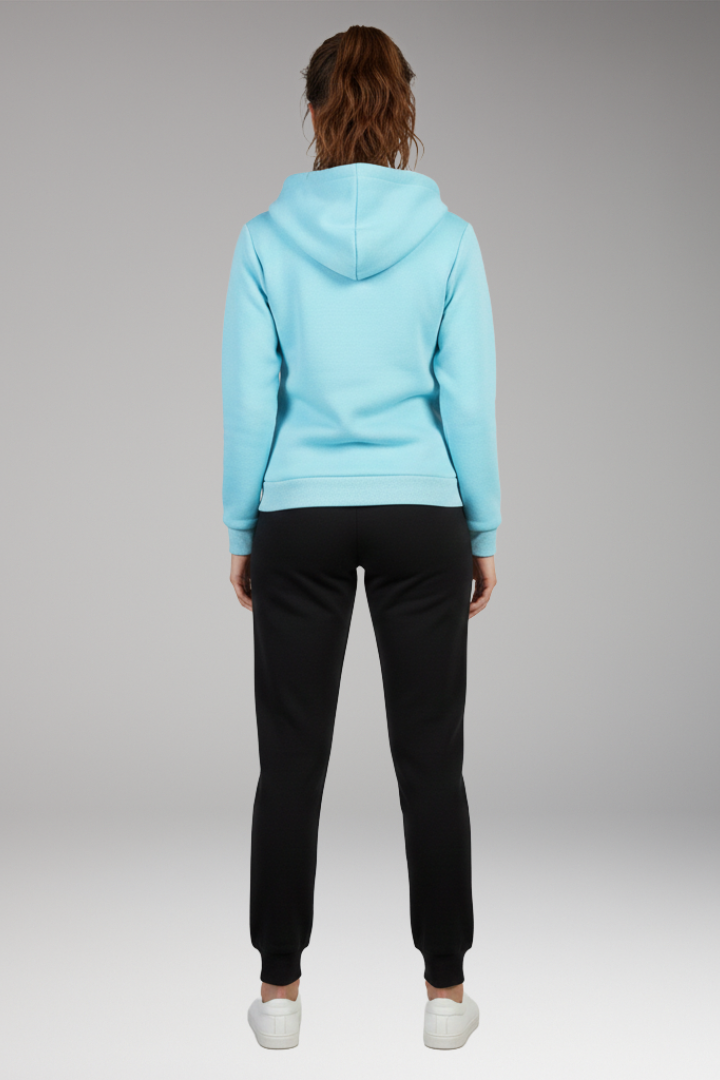 Women's Jogging Set with Printed Hoodie and Tapered Pants