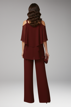 Women's Jumpsuit with Cold-Shoulder Neckline and Wide-Leg Pants