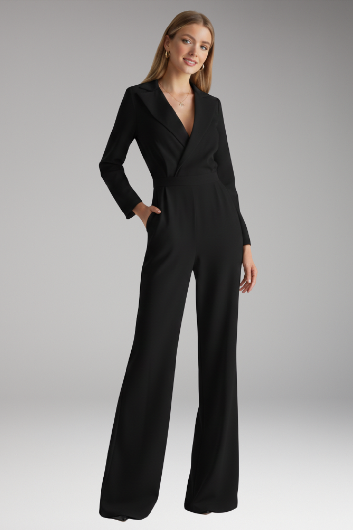 Women's Jumpsuit with Shirt Collar and Wide Legs