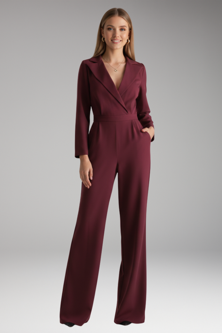 Women's Jumpsuit with Shirt Collar and Wide Legs