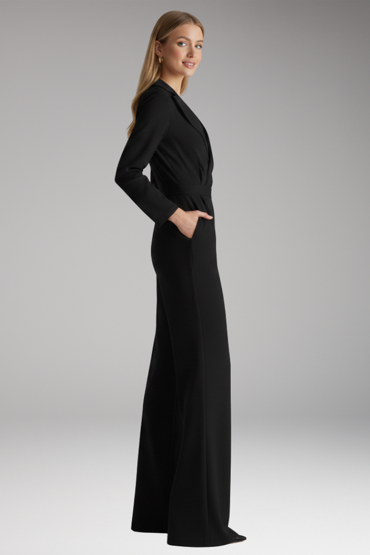 Women's Jumpsuit with Shirt Collar and Wide Legs