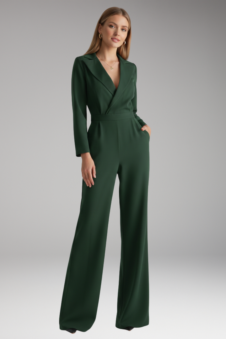 Women's Jumpsuit with Shirt Collar and Wide Legs