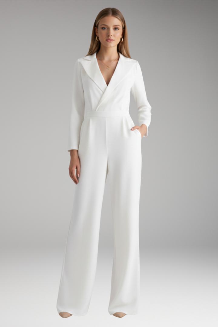 Women's Jumpsuit with Shirt Collar and Wide Legs