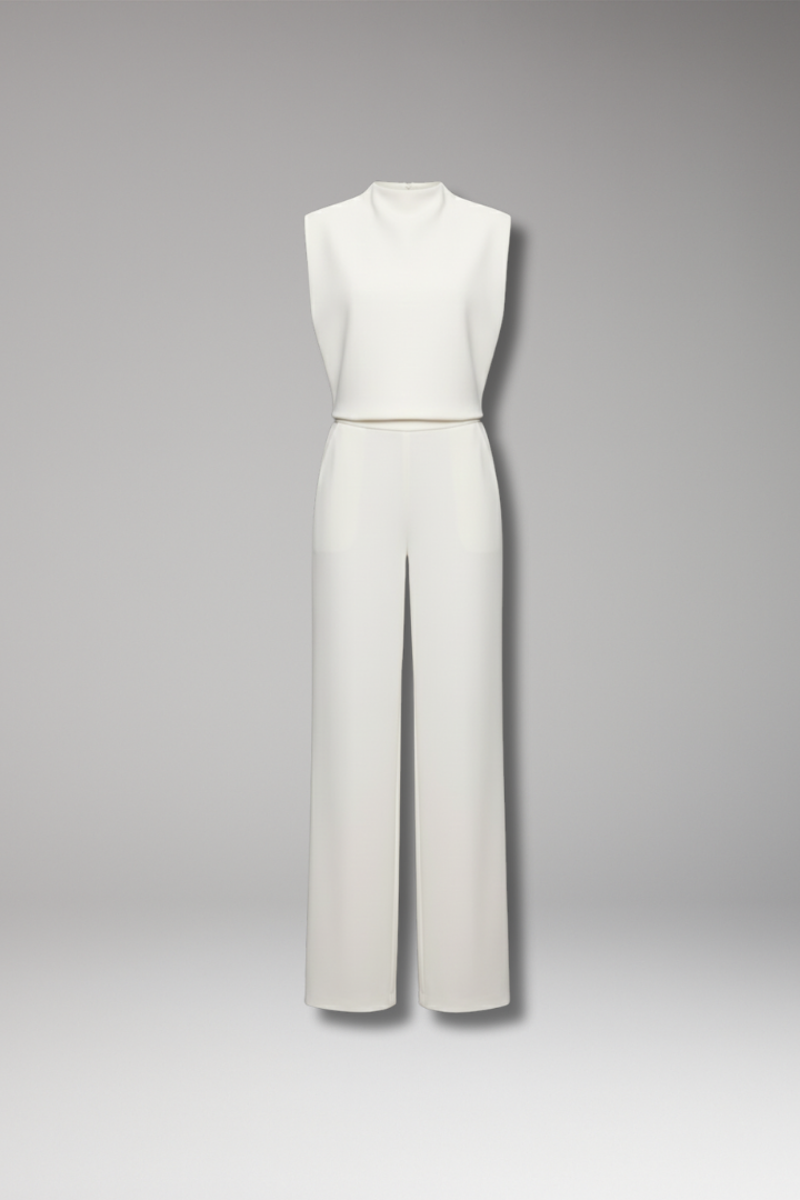 Women's Jumpsuit with Sleeveless Upper and Wide-Leg Design