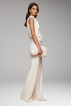 Women's Jumpsuit with Sleeveless Upper and Wide-Leg Design