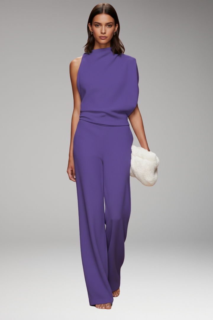 Women's Jumpsuit with Sleeveless Upper and Wide-Leg Design