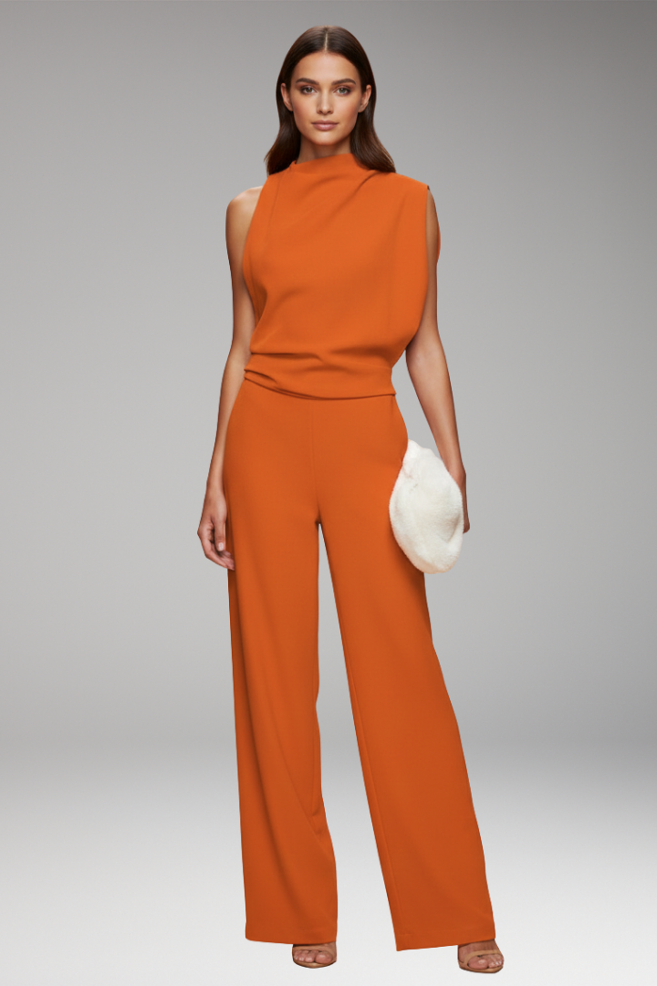 Women's Jumpsuit with Sleeveless Upper and Wide-Leg Design