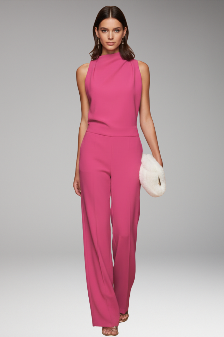 Women's Jumpsuit with Sleeveless Upper and Wide-Leg Design