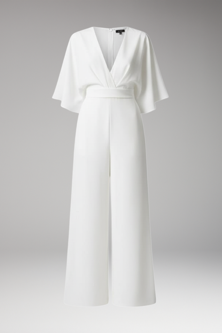 Women's Jumpsuit with V-Neckline and Straight Legs
