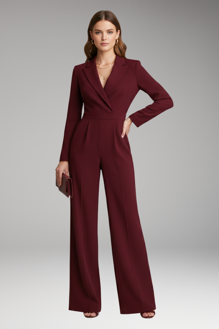 Women's Jumpsuit with Wrap Neckline and Wide Legs