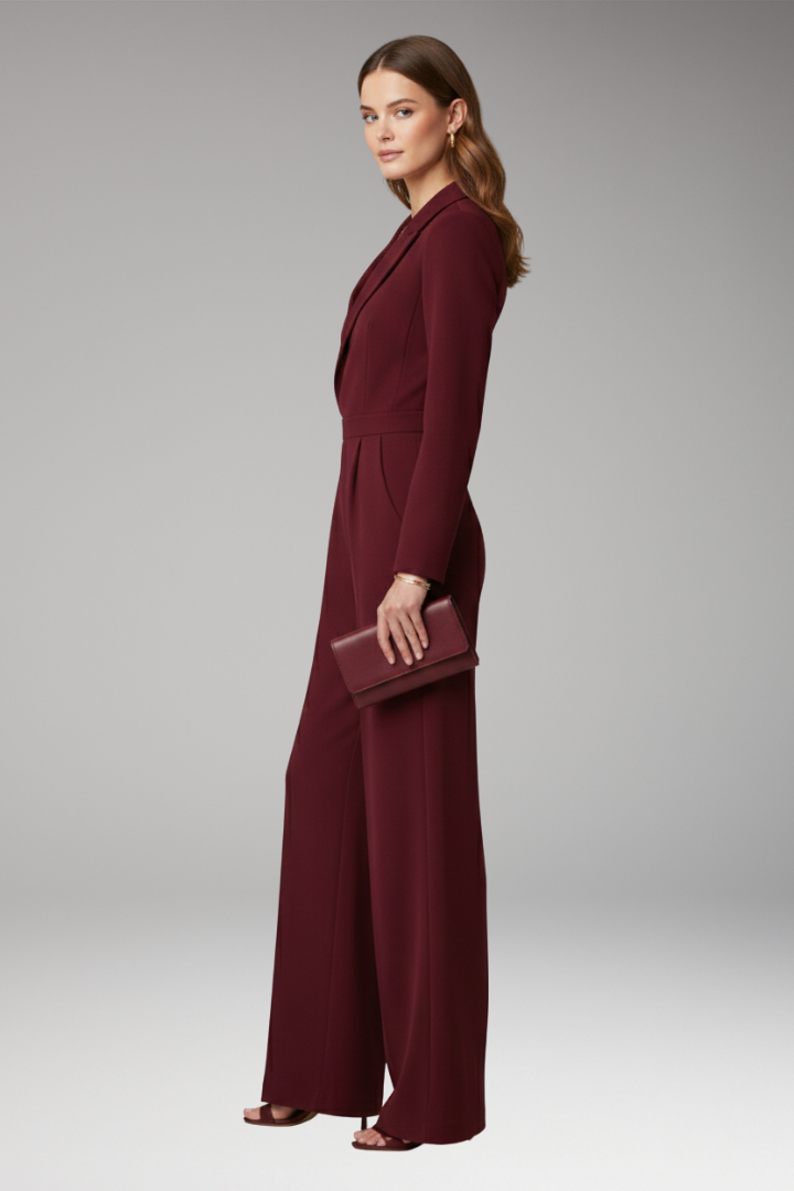 Women's Jumpsuit with Wrap Neckline and Wide Legs