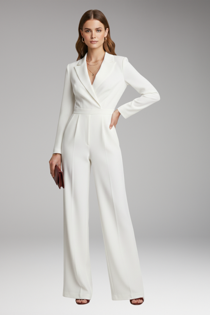 Women's Jumpsuit with Wrap Neckline and Wide Legs