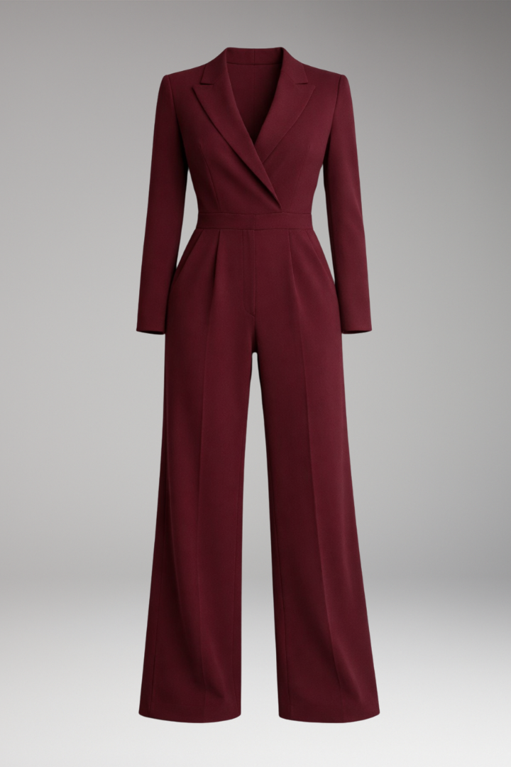 Women's Jumpsuit with Wrap Neckline and Wide Legs