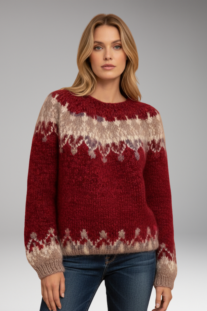 Women's Knit Pullover Sweater with Crew Neckline