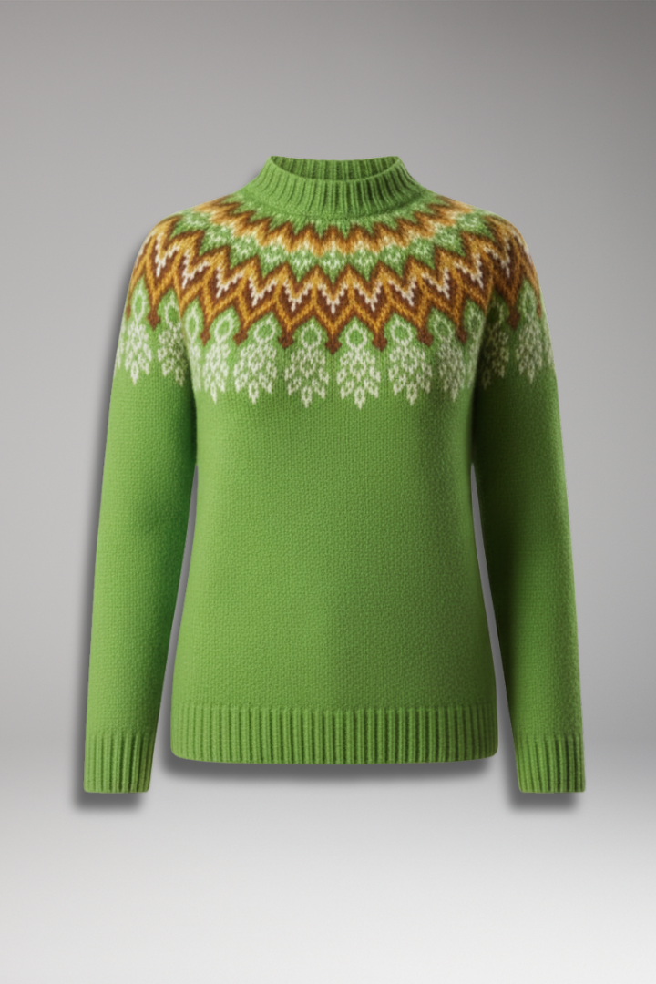 Women's Knit Sweater with Crew Neck and Ribbed Hem