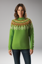 Women's Knit Sweater with Crew Neck and Ribbed Hem