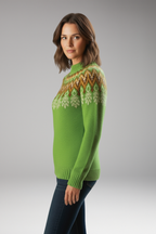 Women's Knit Sweater with Crew Neck and Ribbed Hem