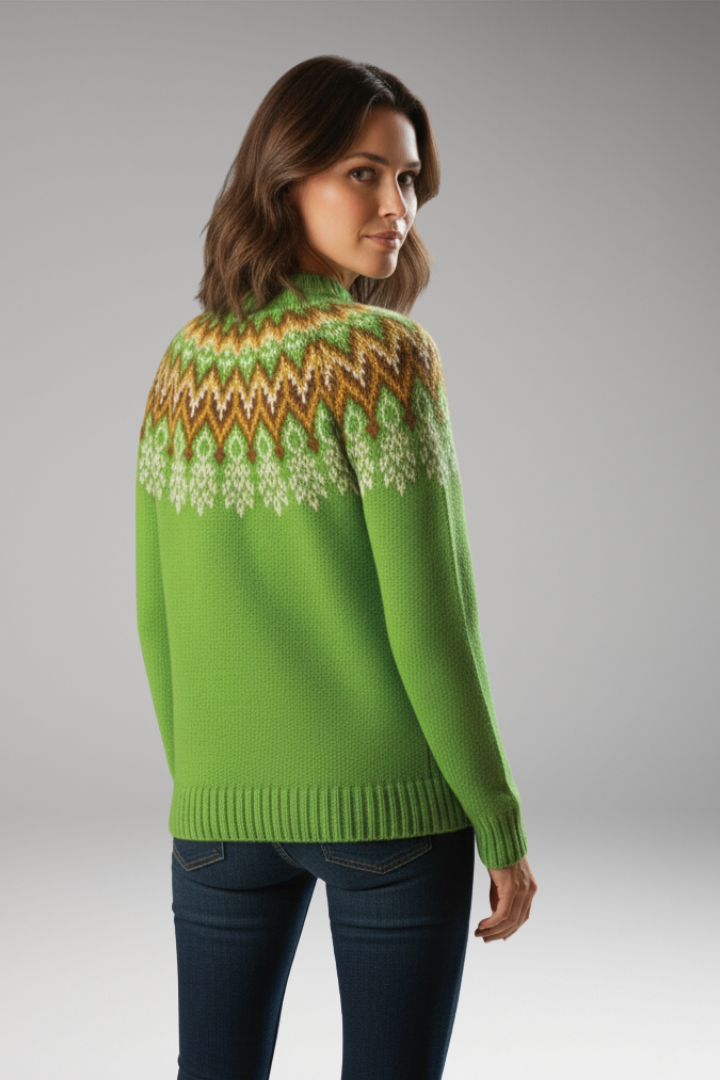 Women's Knit Sweater with Crew Neck and Ribbed Hem