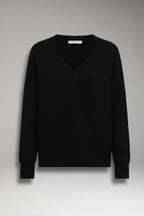 Women's Knit Sweater with V-Neckline and Long Sleeves