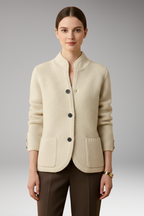 Women's Knitted Jacket with Buttons and Front Pockets