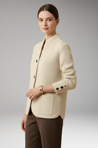 Women's Knitted Jacket with Buttons and Front Pockets