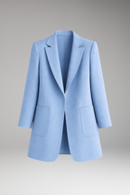 Women's Long Blazer with Notched Collar and Patch Pockets
