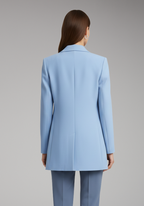 Women's Long Blazer with Notched Collar and Patch Pockets
