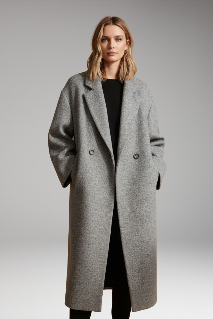 Women's Long Coat with Lapel Collar