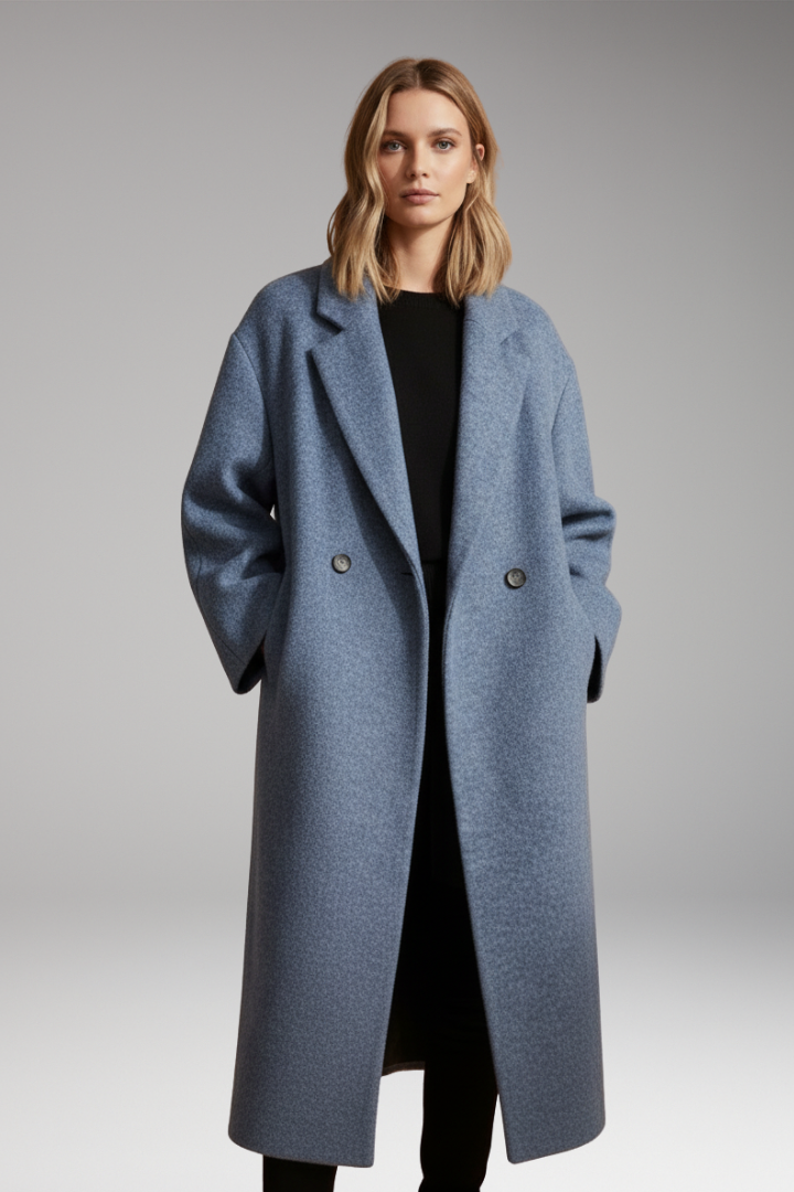 Women's Long Coat with Lapel Collar