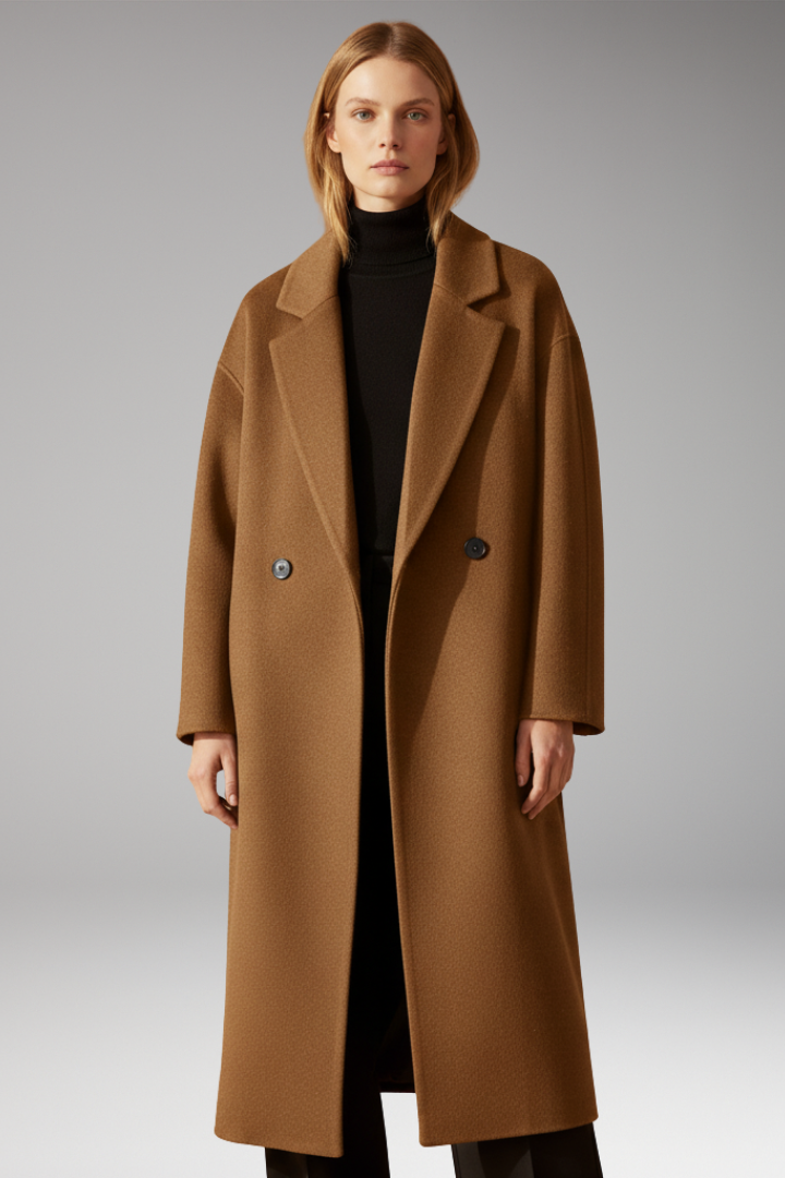 Women's Long Coat with Lapel Collar