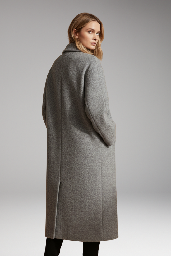 Women's Long Coat with Lapel Collar