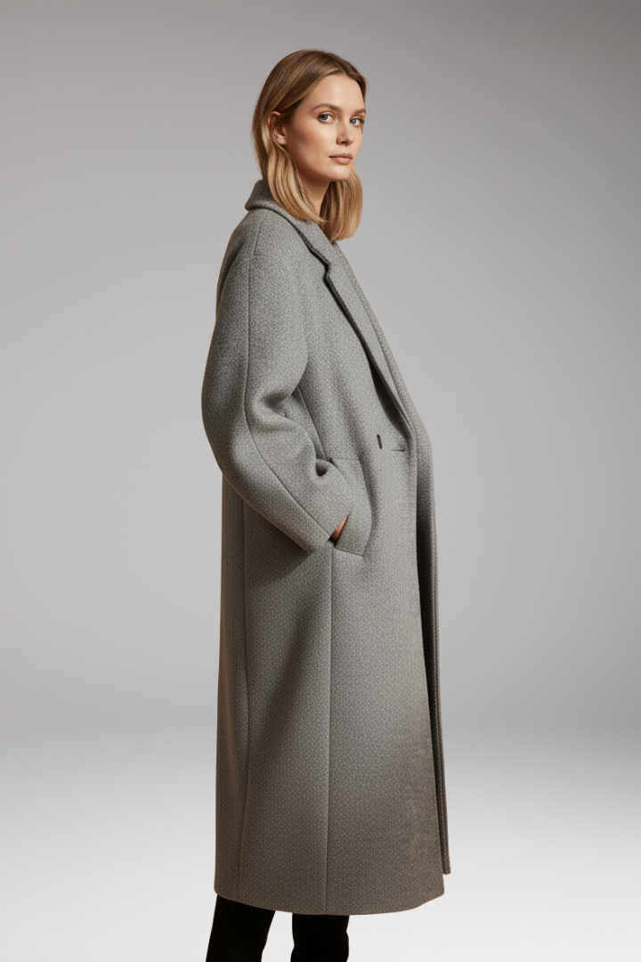 Women's Long Coat with Lapel Collar