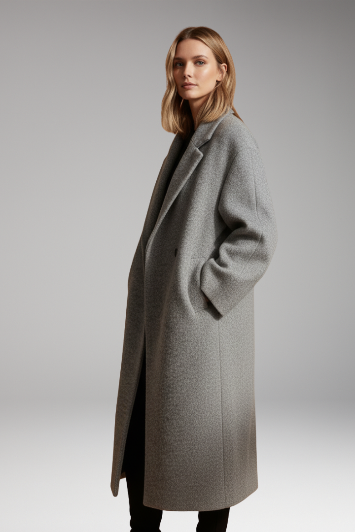 Women's Long Coat with Lapel Collar