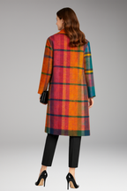 Women's Long Coat with Notched Collar and Side Pockets