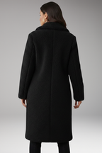 Women's Long Jacket with Lapels and Textured Surface