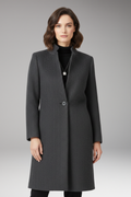 Women's Mid-Length Coat with Stand Collar