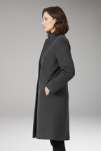Women's Mid-Length Coat with Stand Collar