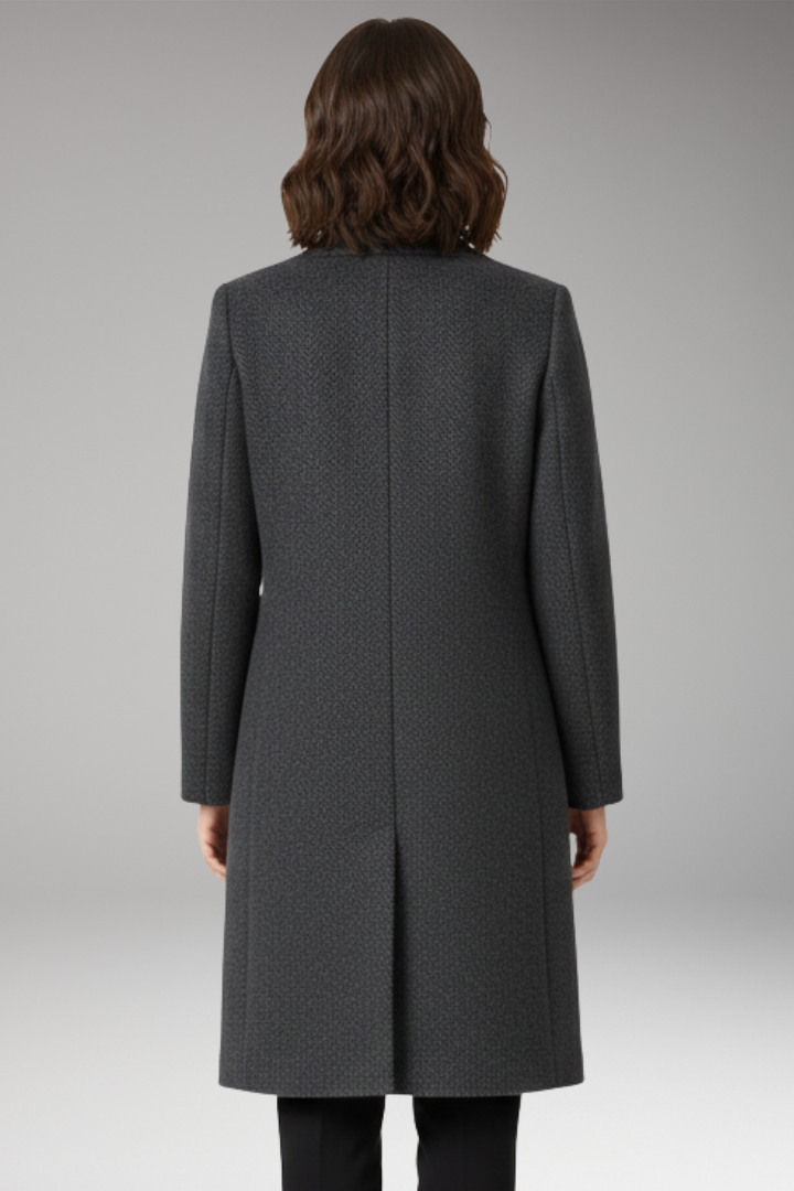 Women's Mid-Length Coat with Stand Collar