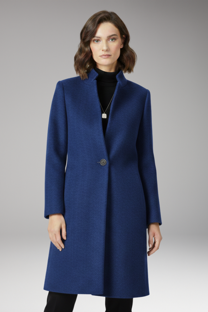 Women's Mid-Length Coat with Stand Collar