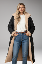 Women's Padded Coat with Hood and Reversible Design