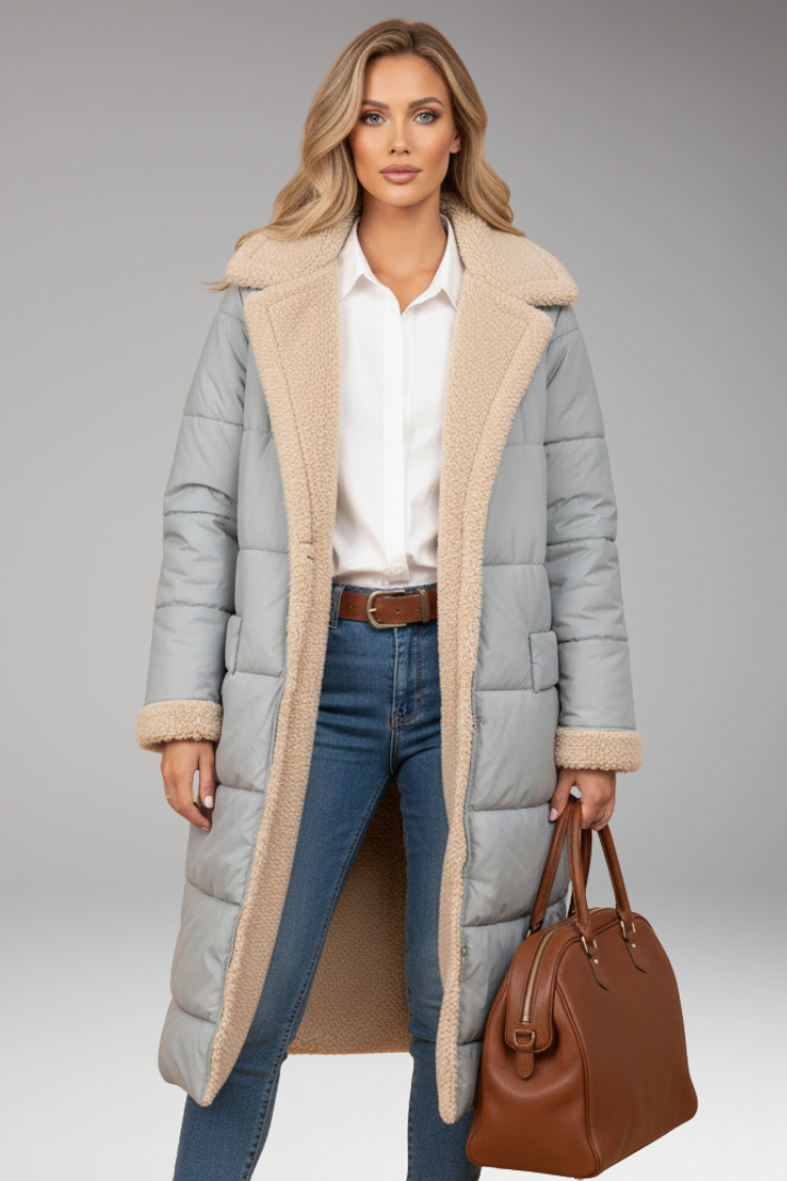 Women's Padded Coat with Hood and Reversible Design