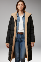 Women's Padded Coat with Hood and Reversible Design