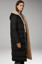 Women's Padded Coat with Hood and Reversible Design